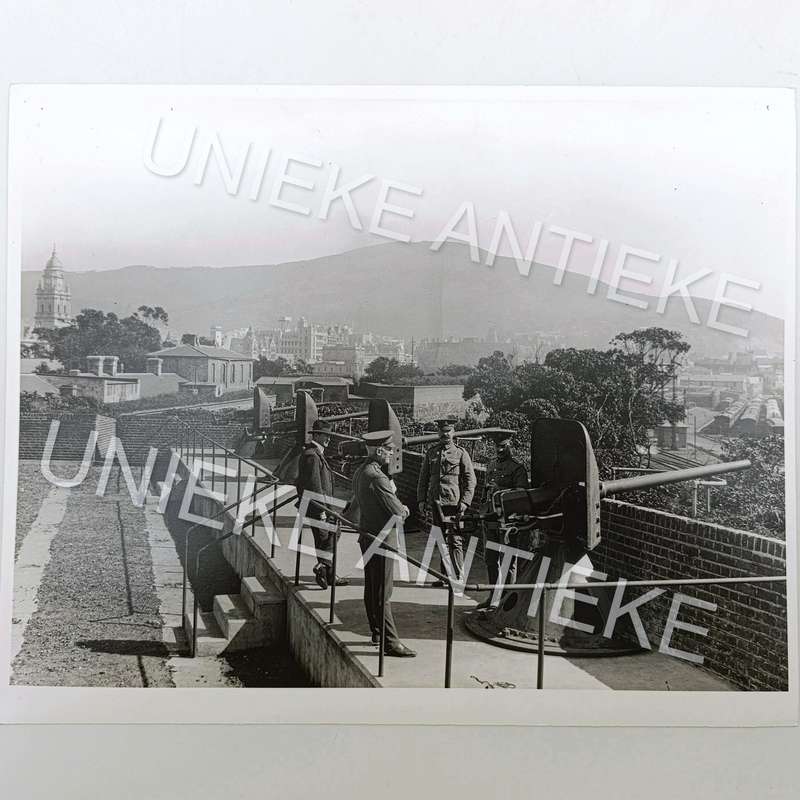 Antique photo reprint of Gunners on Cape Town Castle wall