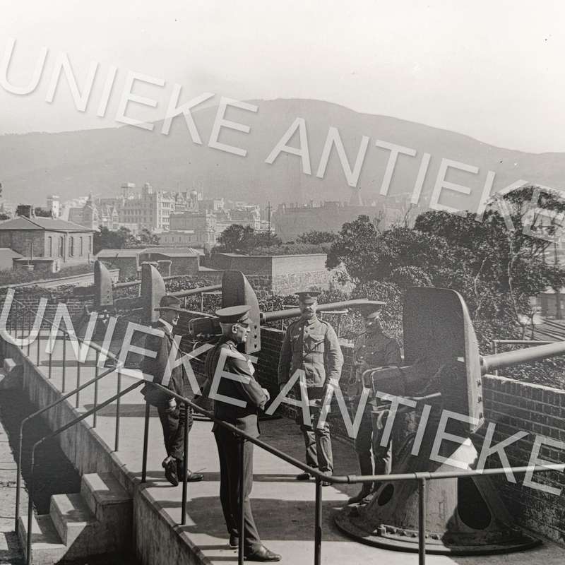 Antique photo reprint of Gunners on Cape Town Castle wall
