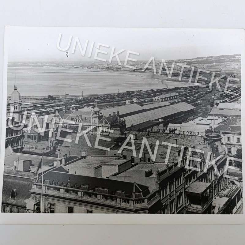 Antique photo reprint of Cape Town working Harour with view of Lennon's Building