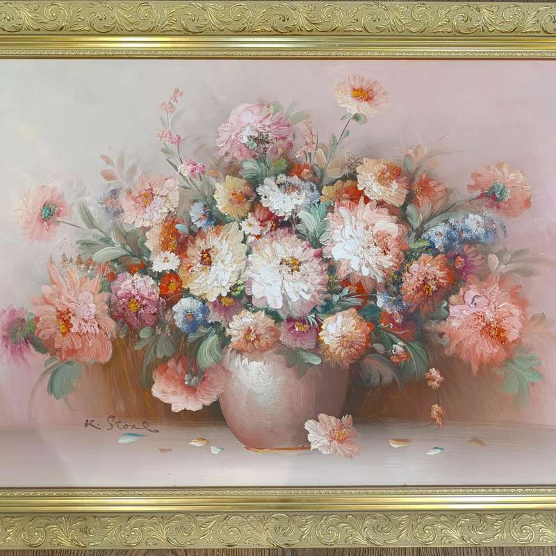 Beautiful Still Life flower oil painting by K. Stone