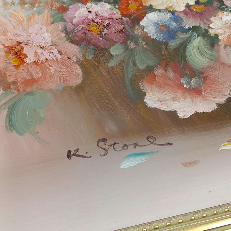 Beautiful Still Life flower oil painting by K. Stone