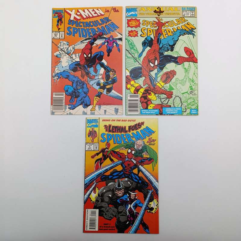 Lot of 3 vintage Spider-man comics - 1991 to 1993 issues