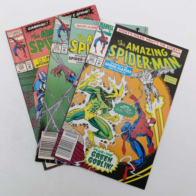 Lot of 3 The Amazing Spider-Man comics - #369, 373, 376 - 1992/1993 issues