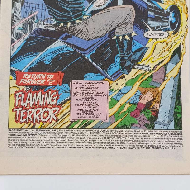Lot of 3 vintage Marvel comics - 1992 issues - Darkhawk, Deathlok, Nightstalkers