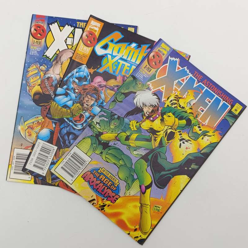 Lot of 3 vintage Marvel comics - 1995 South African issue: Gambit and the X-ternals 1 X-Men 7 X-Men