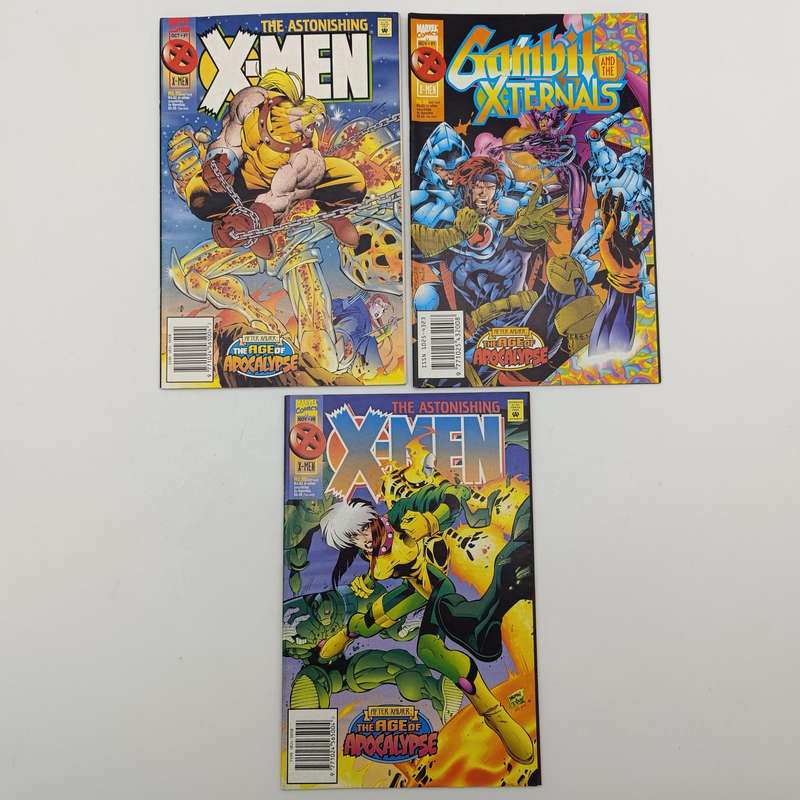Lot of 3 vintage Marvel comics - 1995 South African issue: Gambit and the X-ternals 1 X-Men 7 X-Men