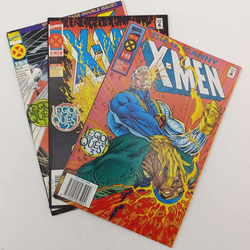 Lot of 3 vintage Marvel comics - 1995 South African issue: X-Men 1,2 and 3