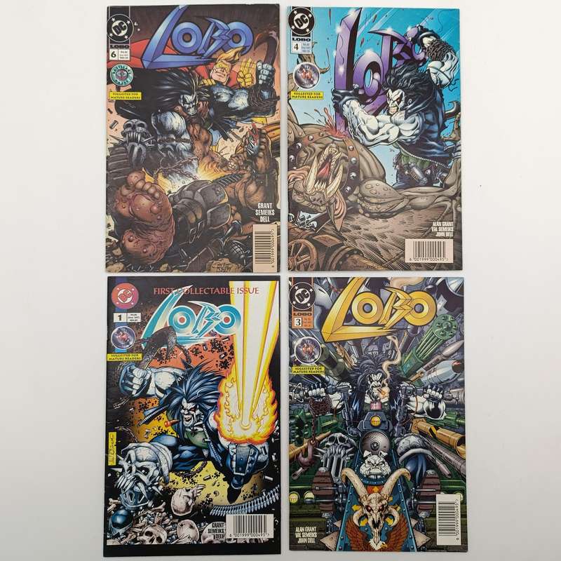 Lot of 4 vintage DC comics 1995 South African issue: Lobo 1,3,4 and 6