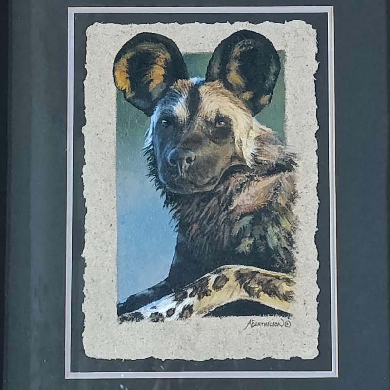 Beautiful Andrew Berthelson painting of Hyena in frame
