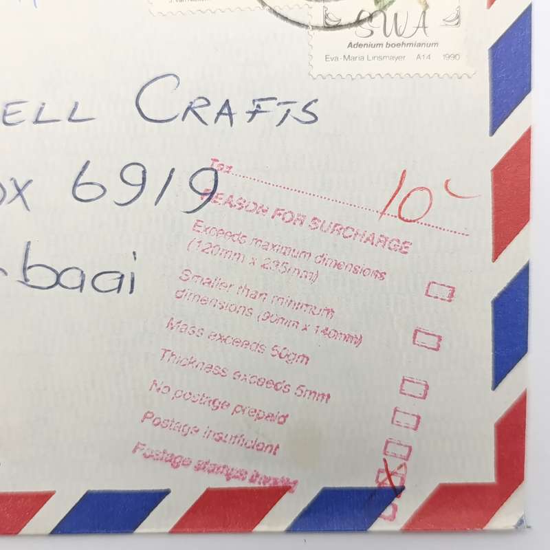 Postal History Namibia 15 November 1991 numbered Airmail cover ARANOS Namibia to Roggebaai