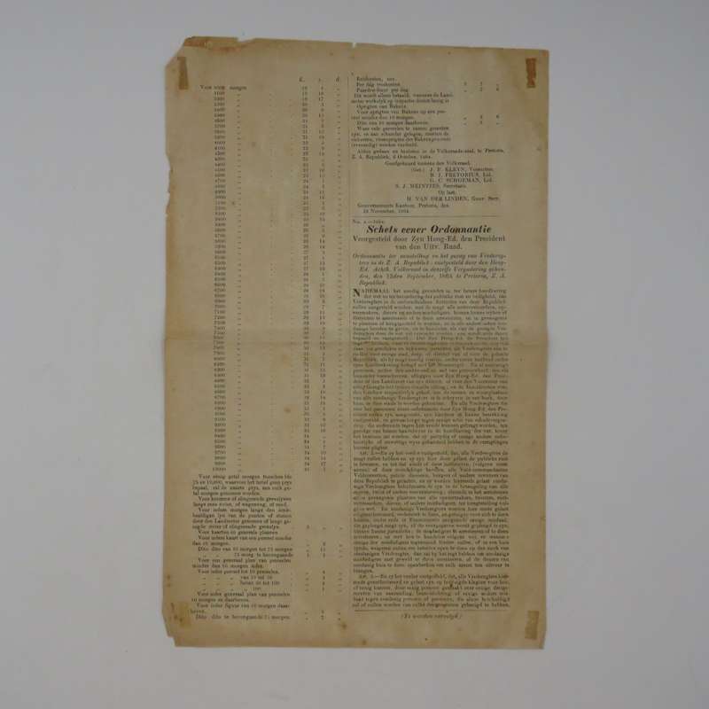 Boer war Africana   Pretoria Staats Courant 29 November 1864 - with ruling on black and coloured