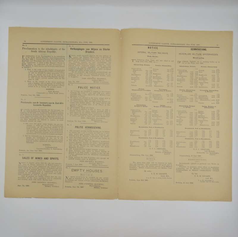 Boer War Post Occupation of Pretoria proclamation by Lord Roberts on 22 June 1900
