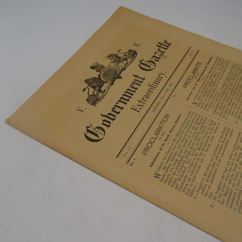 Boer War Post Occupation of Pretoria proclamation by Lord Roberts on 22 June 1900