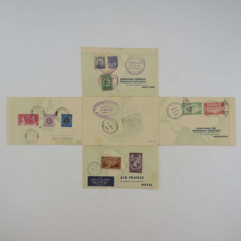 Special sheet carried on Air France around the world flight - 16 to 21 October 1937 - Paris