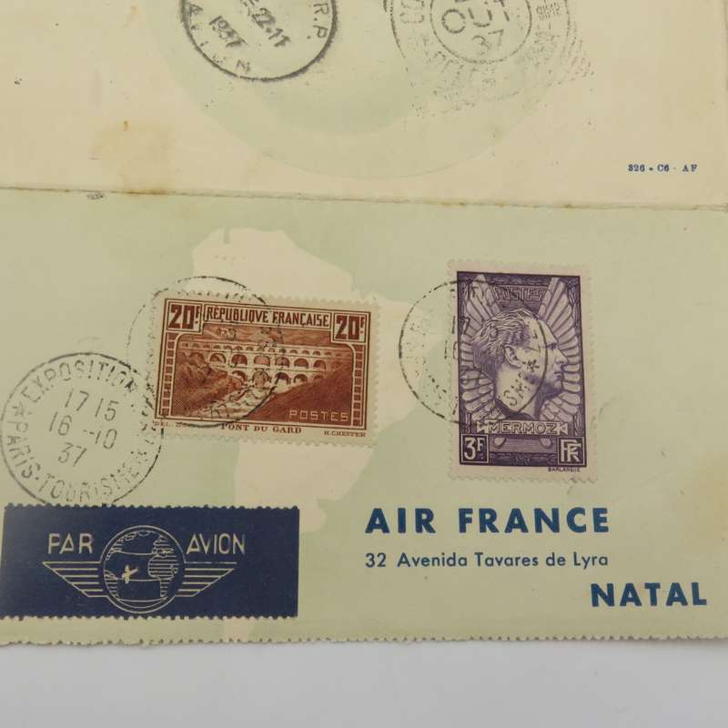 Special sheet carried on Air France around the world flight - 16 to 21 October 1937 - Paris