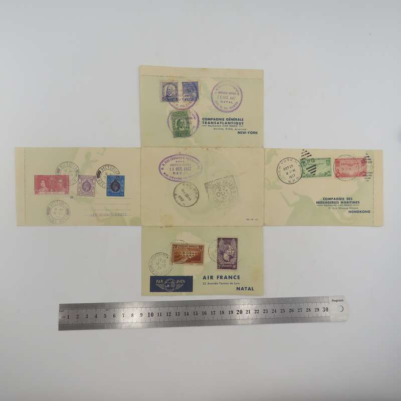 Special sheet carried on Air France around the world flight - 16 to 21 October 1937 - Paris