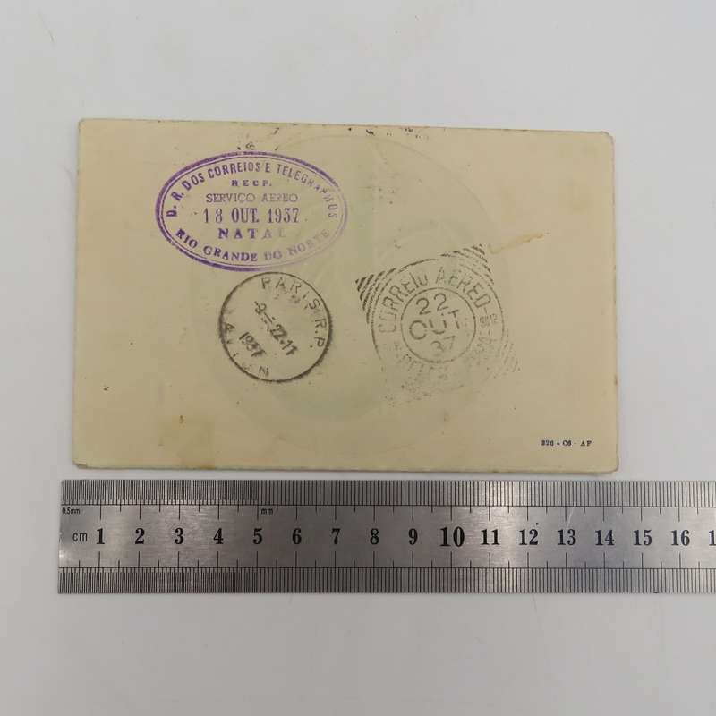 Special sheet carried on Air France around the world flight - 16 to 21 October 1937 - Paris