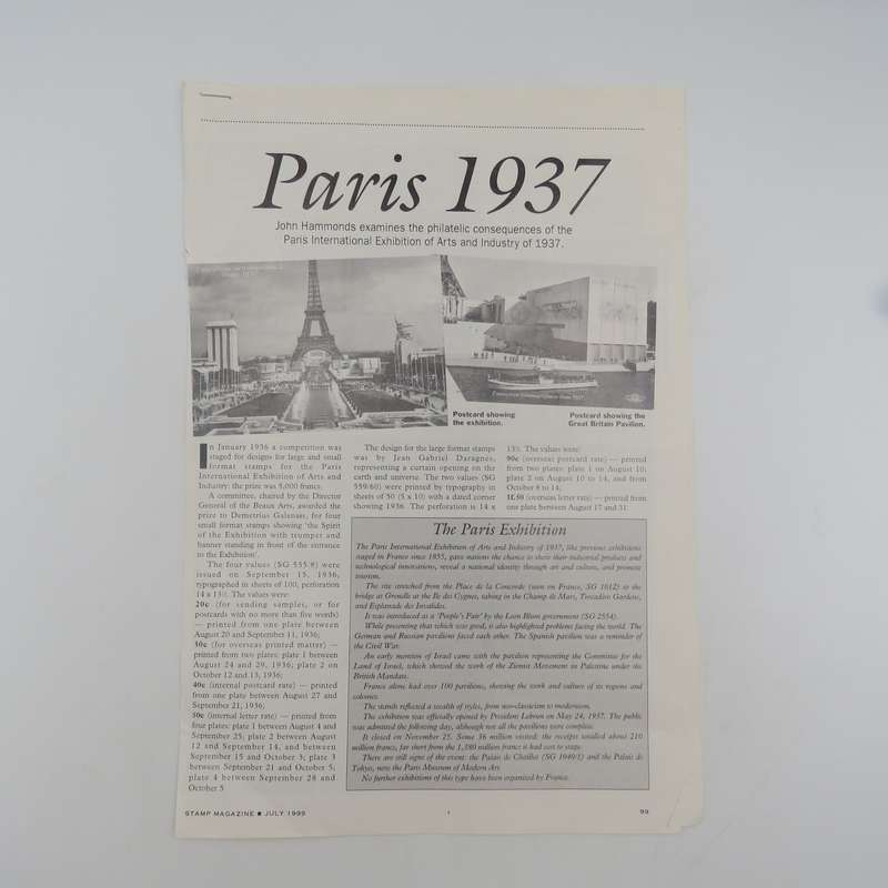 Special sheet carried on Air France around the world flight - 16 to 21 October 1937 - Paris