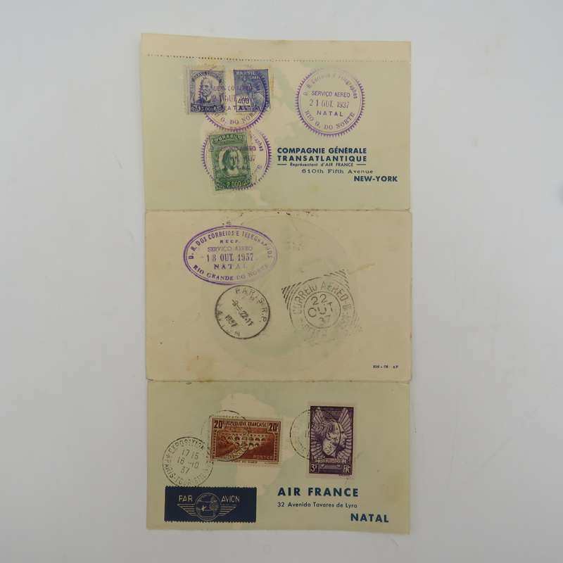Special sheet carried on Air France around the world flight - 16 to 21 October 1937 - Paris