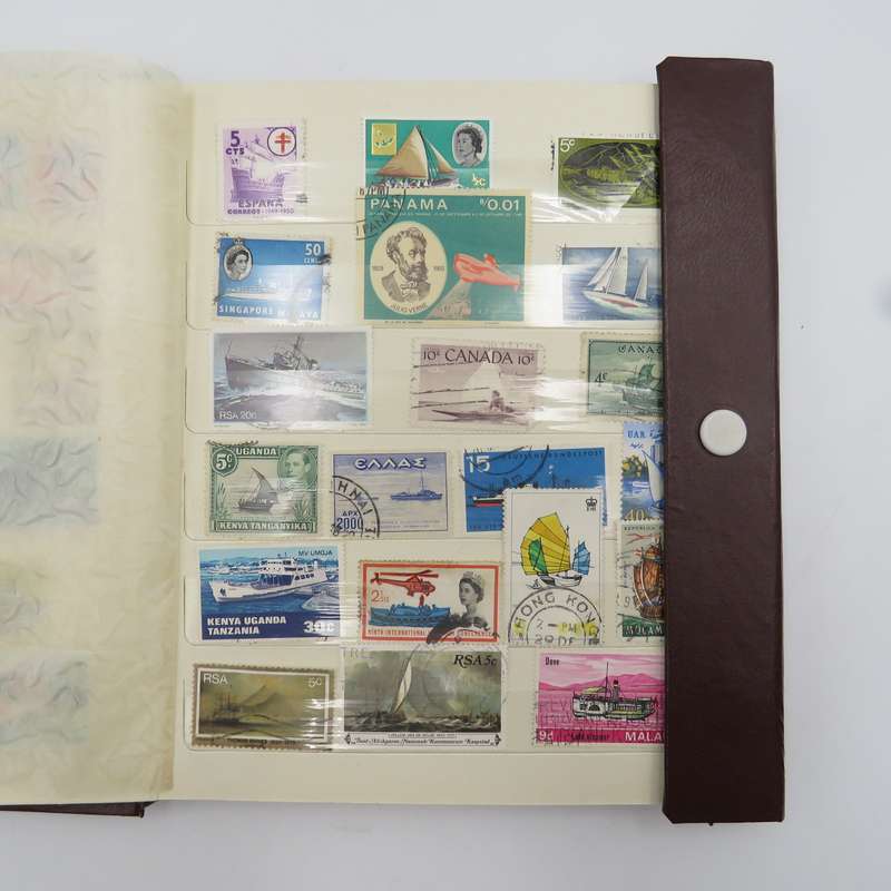 Stamp Album with collection of 360 ship stamps
