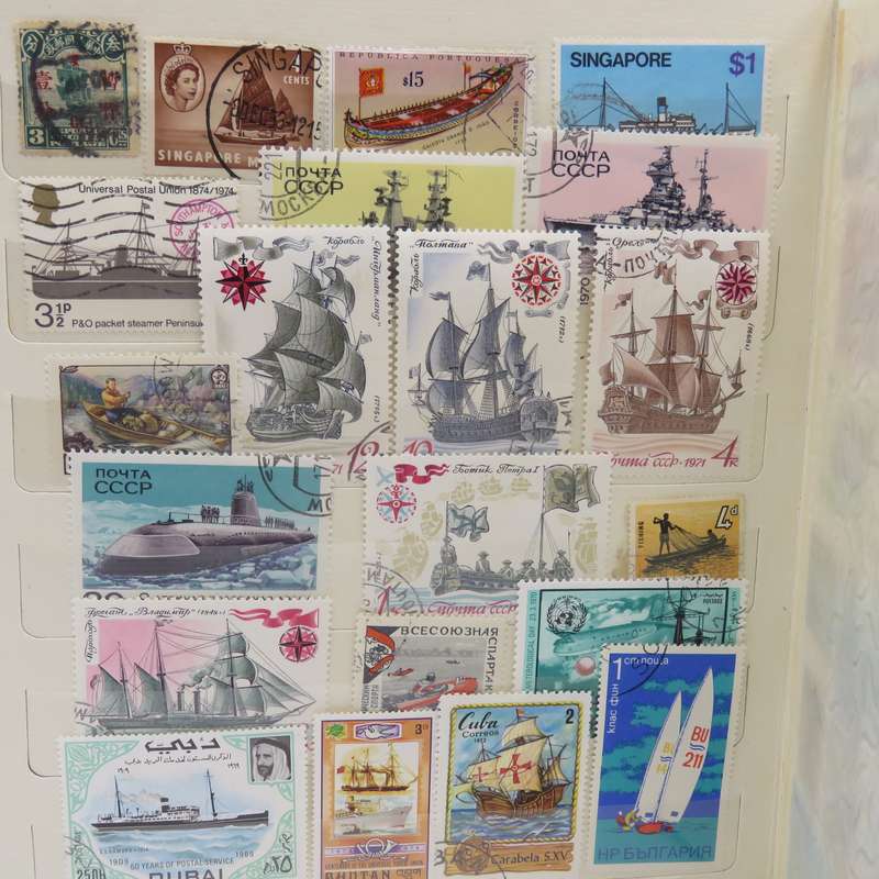 Stamp Album with collection of 360 ship stamps