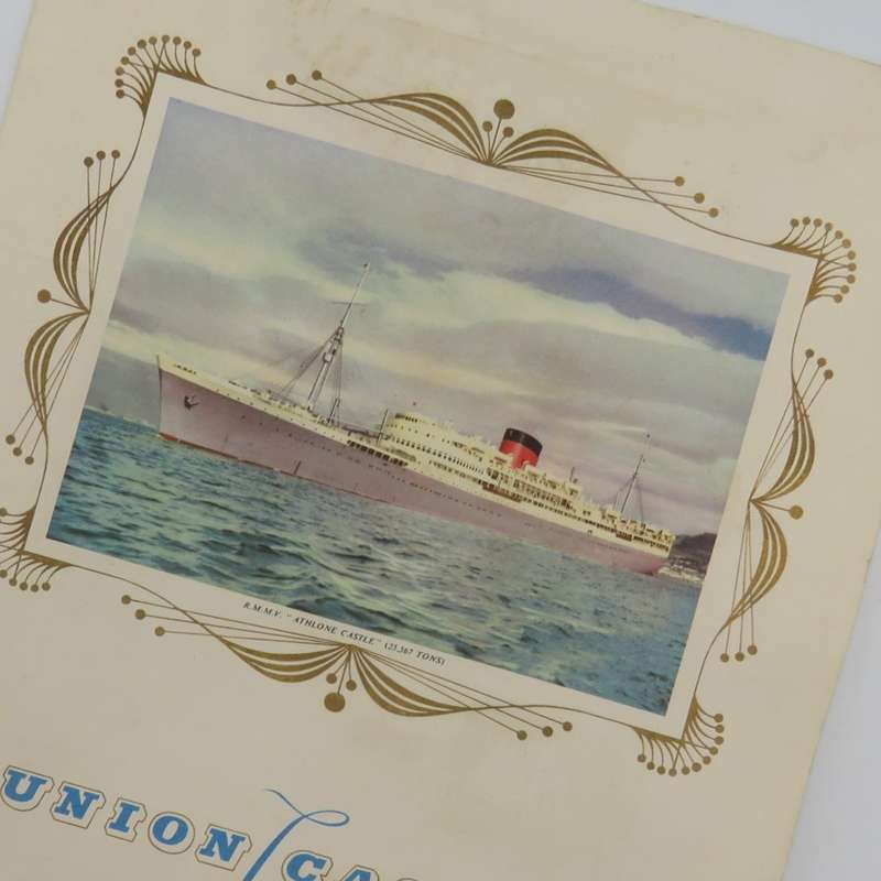 Union-Castle RMMV Athlone Castle Farewell dinner menu Wednesday 6 September 1961
