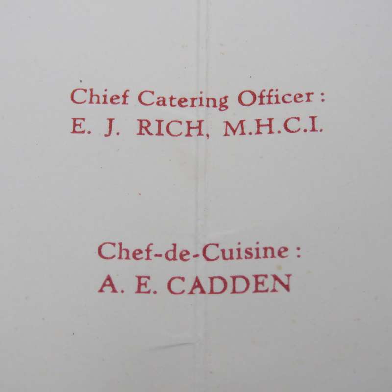 Union-Castle RMMV Athlone Castle Farewell dinner menu Wednesday 6 September 1961