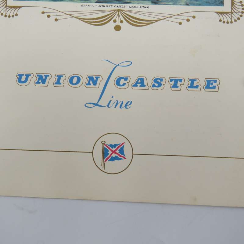 Union-Castle RMMV Athlone Castle Farewell dinner menu - 6  September 1961
