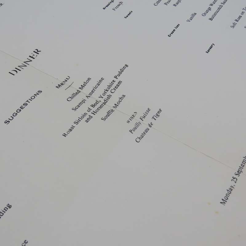 Union-Castle SA Vaal 1972 dinner menu