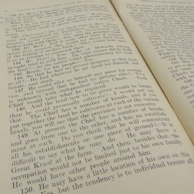 1899 Cape of Good Hope report on the crown lands native chiefs Grant Bill of 1899 (very interesting