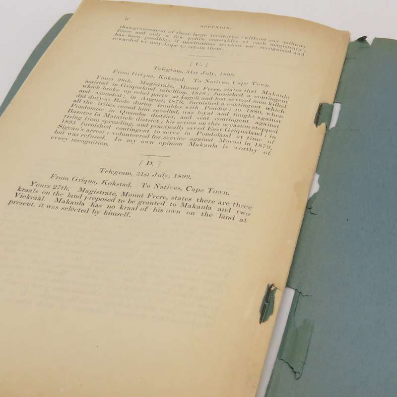 1899 Cape of Good Hope report on the crown lands native chiefs Grant Bill of 1899 (very interesting