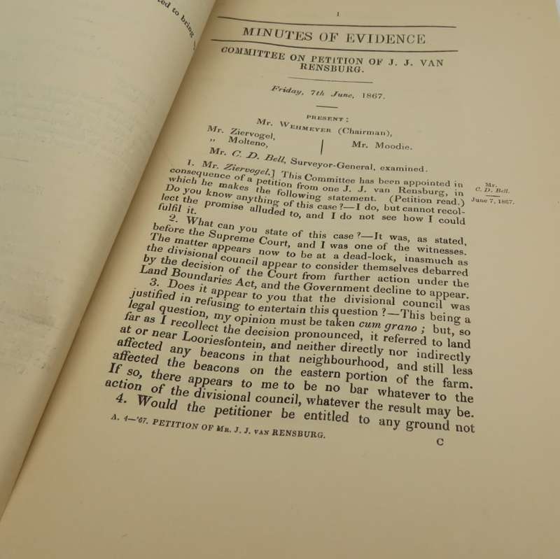 Cape of Good Hope Report of the petition of J. Jansen van Rensburg in the case of the resurveying