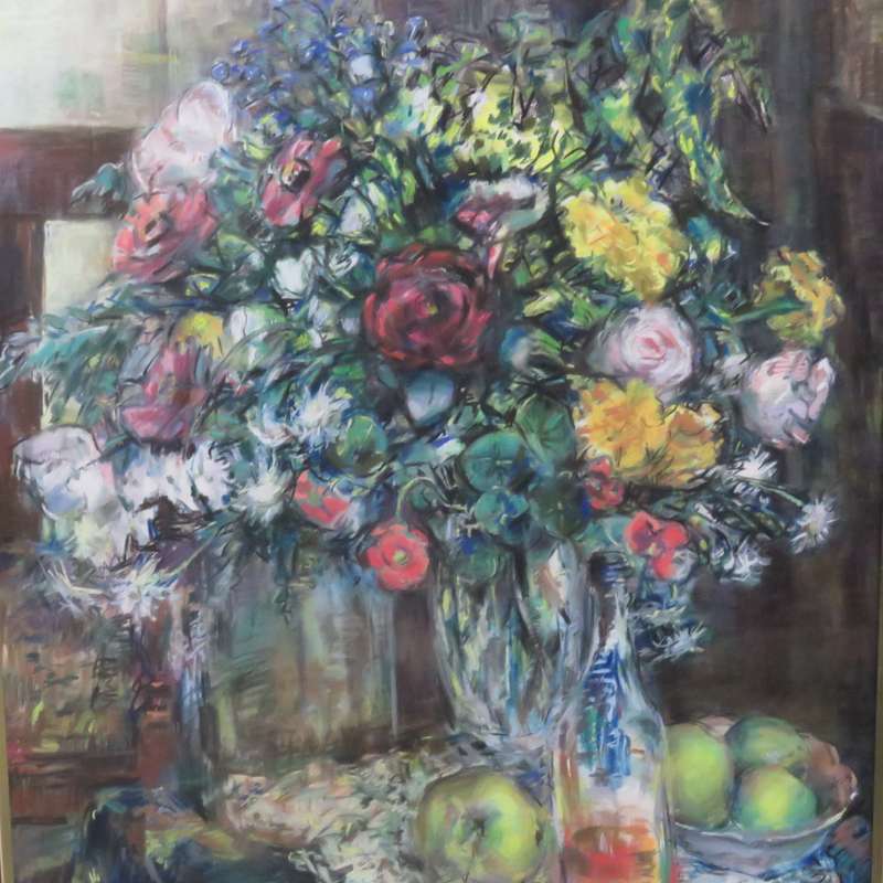 Anne Collins still life painting - Size with frame: 77cm x 97cm - Size without frame: 59.5cm x 79cm