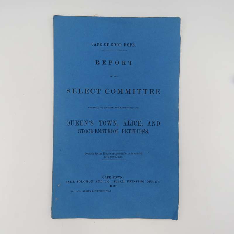 1859 Cape of Good Hope report upon the Queen's Town, Alice and Stockenstrom