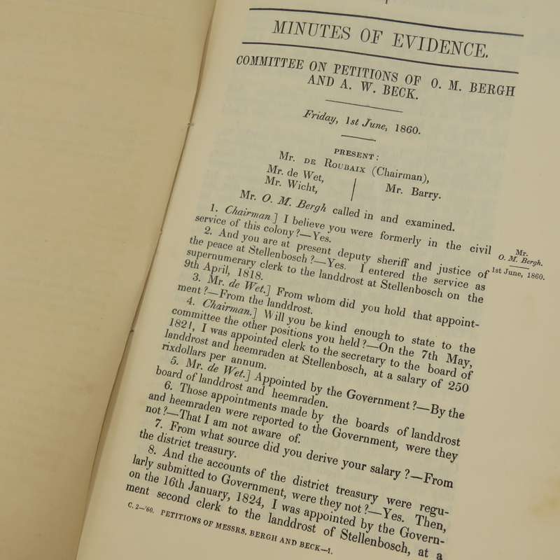 1860 Cape of Good Hope Report of the committee of the legislative council to consider petitions