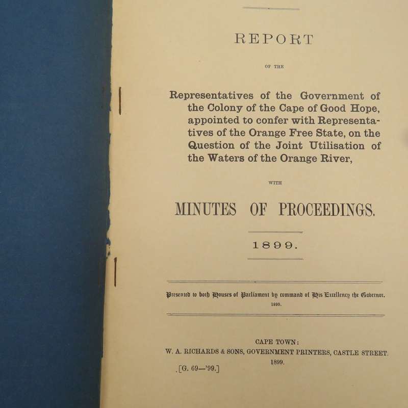 1899 Cape of Good Hope report of the Cape Colony and Free State representatives