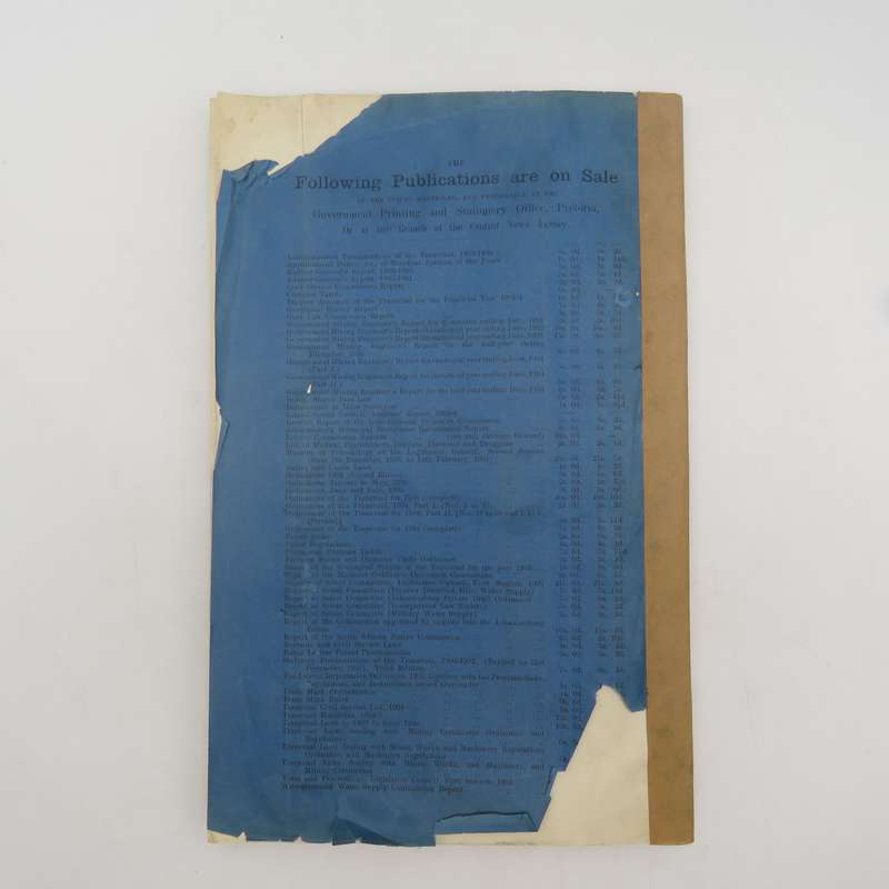 1905 Transvaal Irrigation and Water Supply department Report on the Reconnaissance of the Vaal River