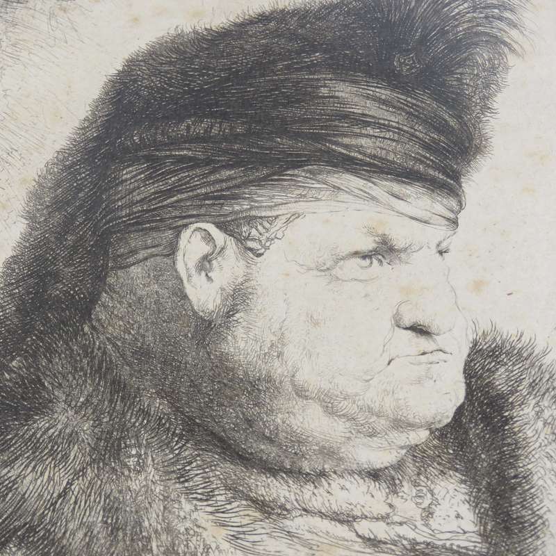 Antique Etching of Bust of an oriental man by Jan Lievens