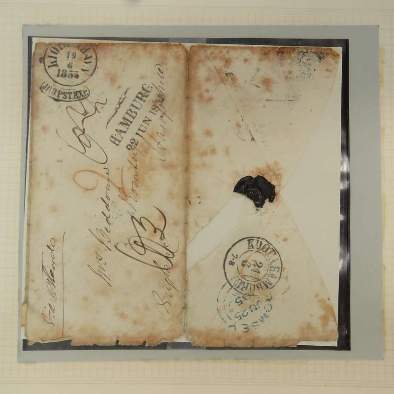 1855 Cover from Copenhagen to Hampshire forwarded through the Danish Post Office in Hamburg