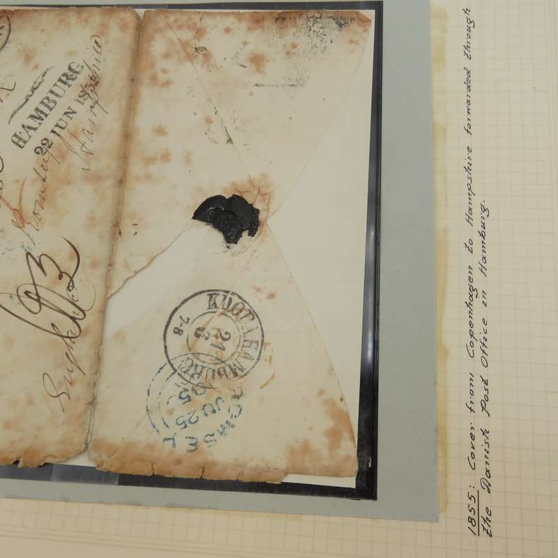 1855 Cover from Copenhagen to Hampshire forwarded through the Danish Post Office in Hamburg