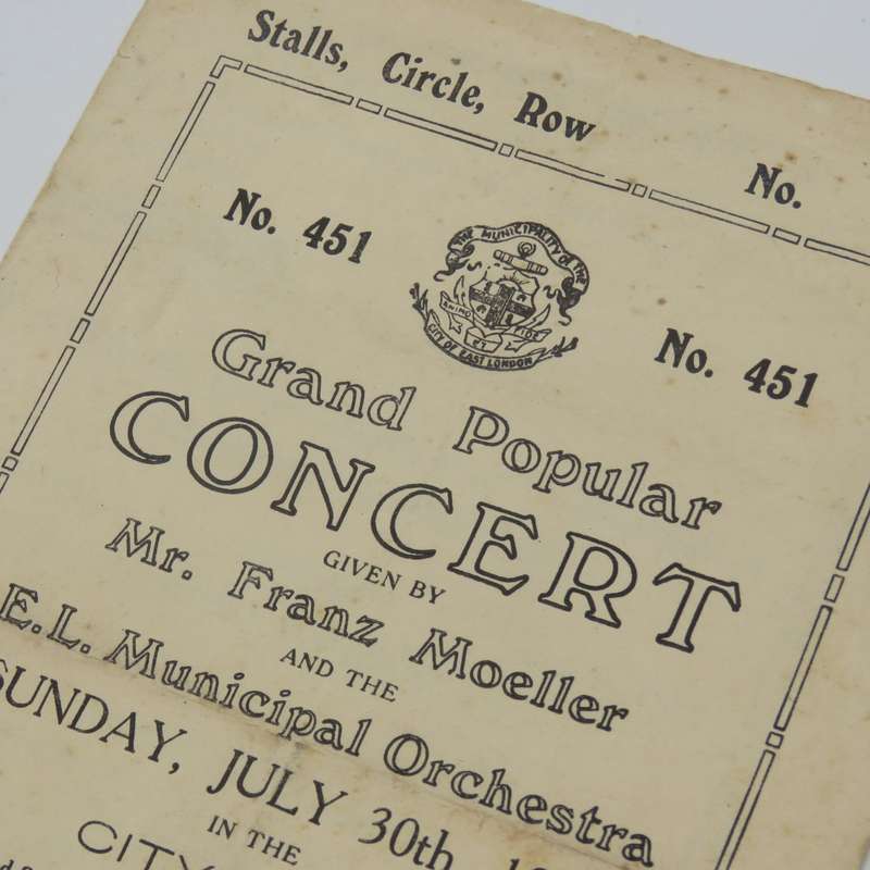 1933 Program for Concert by Franz Moeller & the East London Municipal Orchestra