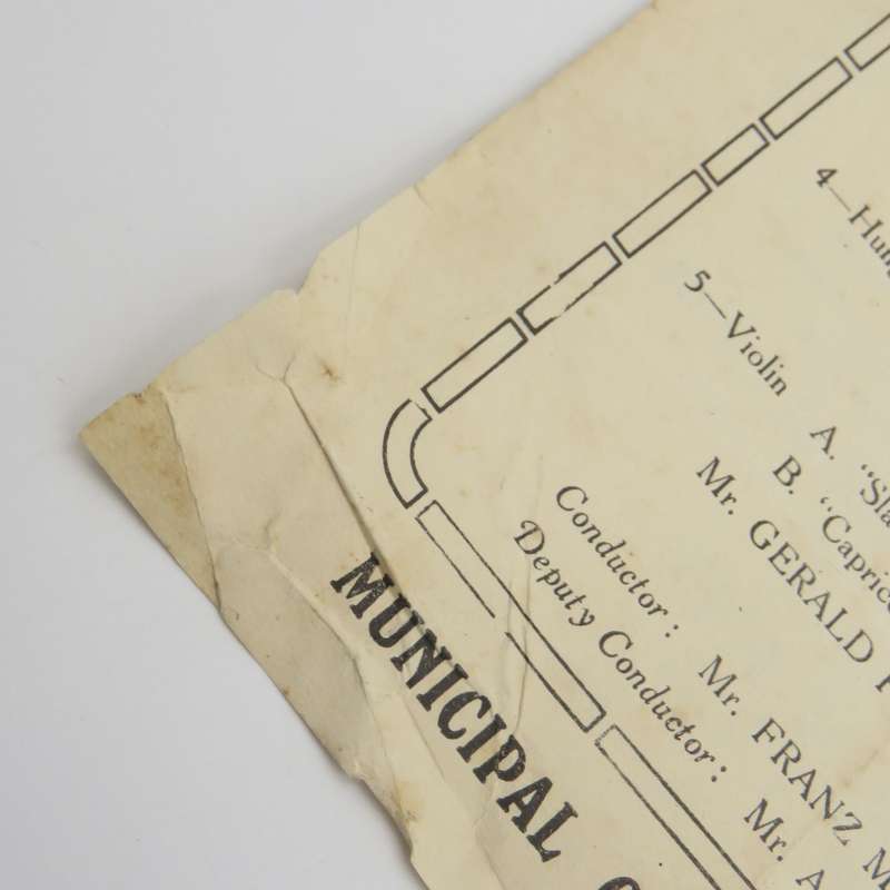 1933 Program for Concert by Franz Moeller & the East London Municipal Orchestra