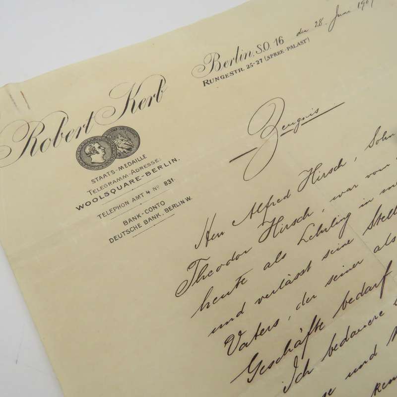 1936 Testimonial by J Rothschild for a Mr Hirsh - washing factory Duisburg plus a testimonial