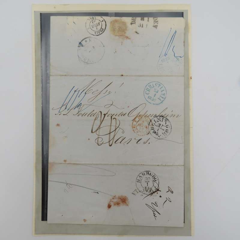 1852 Early Letter from Christiania (Norway) to Paris forwarded through the Swedish Post Office