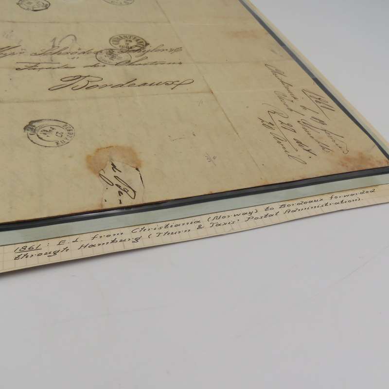 1861 Early letter from Christiania (Norway) to Bordeaux forwarded through Hamburg