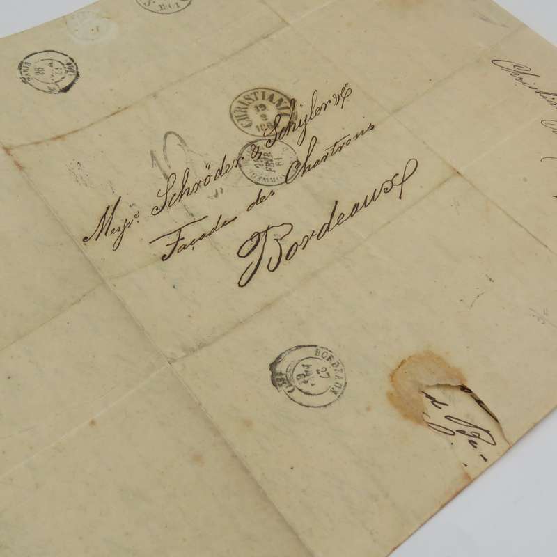 1861 Early letter from Christiania (Norway) to Bordeaux forwarded through Hamburg
