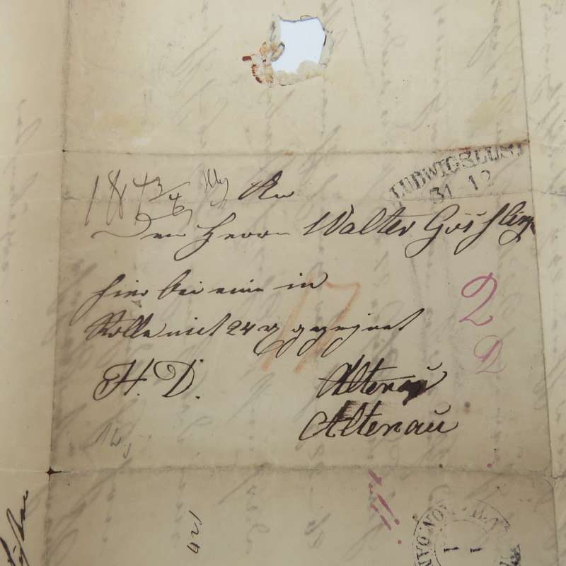 1853 Early letter from Ludwigslust (Germany) to Attenau forwarded through the Danish Post Office