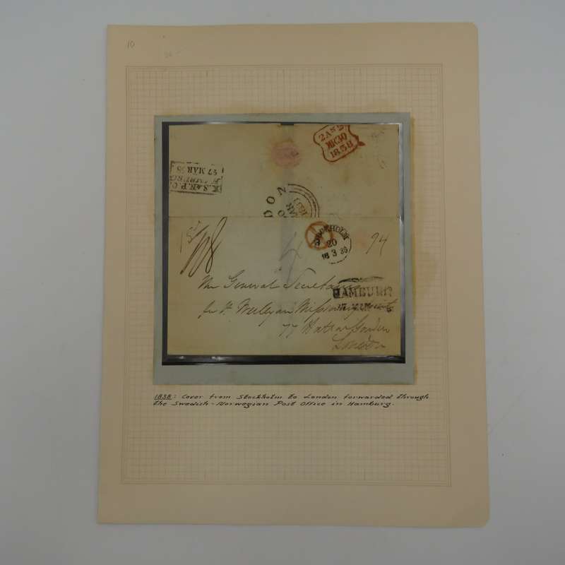 1838 Cover from Stockholm to London forwarded through the Swedish - Norwegian Post Office in Hamburg
