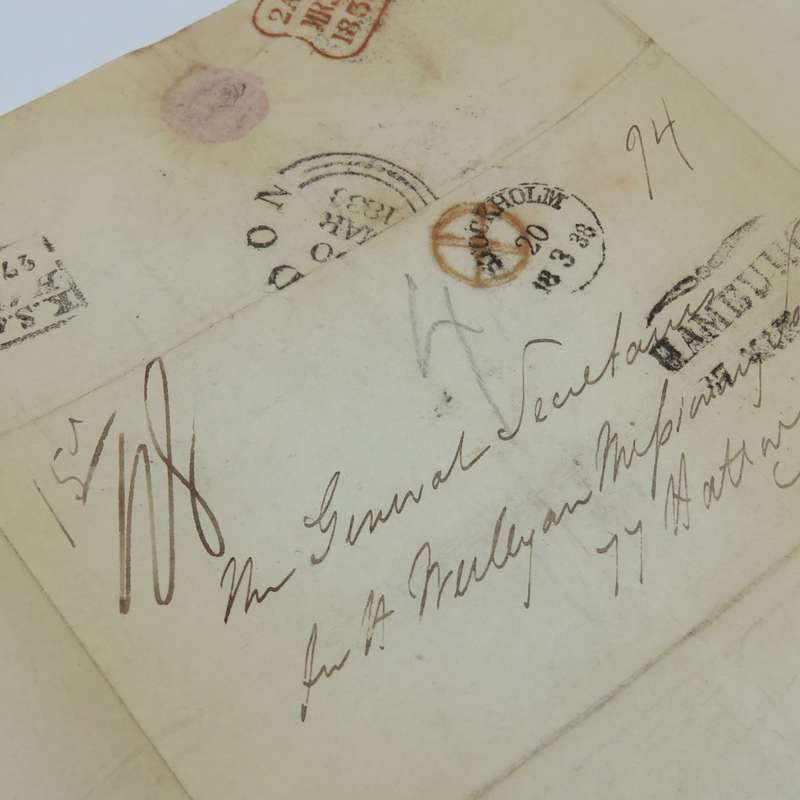 1838 Cover from Stockholm to London forwarded through the Swedish - Norwegian Post Office in Hamburg