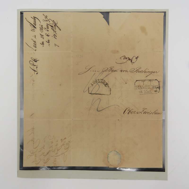 1836 Letter from Hamburg to Ober Zwislaw forwarded through the Thurn & Taxi's Postal Administration